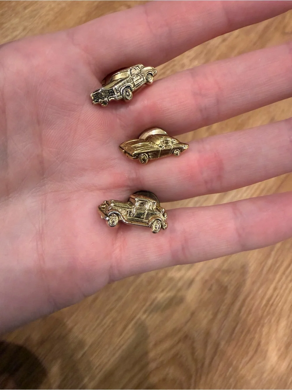 Set of 3 Vintage 1985 Avon Gold Tone Dream Car Tie Tack Pins